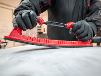 BULLET TOOLS Hebel ręczny elastyczny regulowany z odsysem (DY-FH400) - Hebel Blok klocek szlifierski z odsysem 70x400 rzep do szlifowania po łuku
